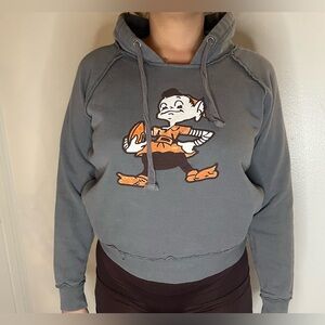 Official NFL Women’s Grey Cleveland Brown’s “Brownie The Elf” Hoodie - Small